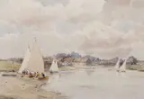 Blakeney sailing by Gerald Ackermann, watercolour and pencil, sold Jun 2023