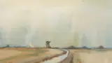 Caldecott Marshland by Clifford John, watercolour, sold Jun 2023