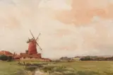 Cley Mill, Norfolk by Gerald Akermann, watercolour, sold Jun 2023