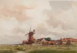 Cley Mill, Norfolk by Gerald Ackermann, watercolour, sold Jun 2023