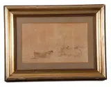 Fisherfolk on Great Yarmouth beach by Charles Harmony Harrison, pencil on paper, offered Jun 2023