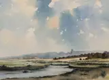 Morston Creek by Adrian Taunton, watercolour, sold Jun 2023