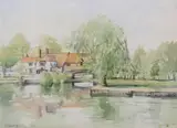 Pulls Ferry, Norwich by Tim Ball, watercolour, offered Jun 2023