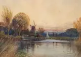 Norfolk Broads by J.R. Goodman, watercolour, offered Jun 2023