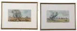 cottage across the fields' and 'flowers in the country by Brian Day, ink, sold Jun 2023