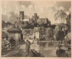 Ely Cathedral by Leonard Russell Squirrell, 1941, print, sold Jun 2023