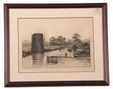 Fishing at Castle Tower, Norwich by Robert Farren, 1885, etching, offered Jun 2023