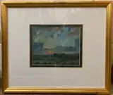 Landscape at dusk by Brüer Tidman, 1979, acrylic on paper, offered Jun 2023