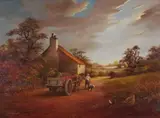 Carter Passing a Cottage Eventide by H Taylor, Oil on board, offered Jun 2023