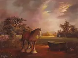 Bay Shire Horse at Sunset by H Taylor, Oil on board, offered Jun 2023