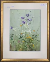 Still life with butterflies on flowers by Vernon Ward, oil on board, sold Jun 2023