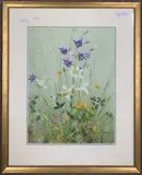 Still life with butterflies on flowers by Vernon Ward, oil on board, sold Jun 2023
