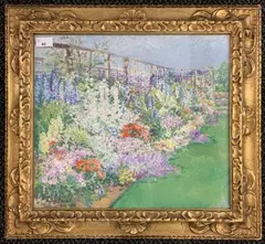 Garden in summer by Margaret Fisher Prout, oil on board, sold Jun 2023