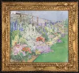 Garden in summer by Margaret Fisher Prout, oil on board, sold Jun 2023