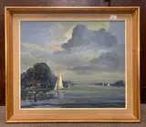 Boating scene on the broads by Frank Wass, oil on canvas, offered Jun 2023
