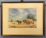 Harvest Wagon II by Brian Day, watercolour, offered Jun 2023