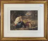 Harvest Girls by John Mole, 1863, watercolour, sold Jun 2023