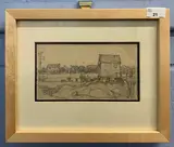 A coastal scene by Leonard Russell Squirell, pencil on paper, sold Jun 2023