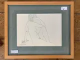 Seated female nude study by Toni Hayden, drawing, offered Jun 2023