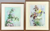Bluebells' and 'Irises' two watercolours, both signed and dated 1960, 37.5cm x 26.5cm and 34cm x 27cm by Elena Dubinetskaya, 1960, watercolor, sold Jul 2025
