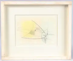Untitled composition by John Wells, mixed media on paper, sold Jun 2025