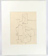 Abstract line drawing, 30.5cm x 24.5cm by Bryan Wynter, oil, sold Jun 2025