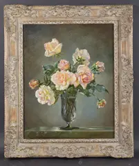 Madam Butterfly Roses by Cecil Kennedy, oil on canvas, offered Jun 2025
