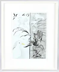 Seagull and plant by Patrick Procktor, pencil and watercolour, sold Jun 2025