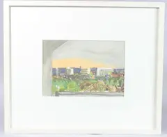 Townscape view from a window by Danny Markey, watercolour, offered Jun 2025
