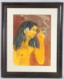 Portrait of a person smoking by Patrick Procktor, pencil and watercolour, sold Jun 2025