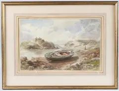 A Peter Boat called Tryall owned by W.Tappy drawn up on shore' watercolour by Cornelius Varley, watercolour, sold Jun 2025