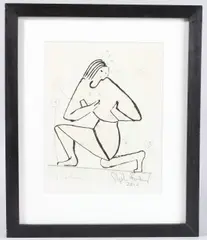 17 Line Figure' ink and pencil on paper by Stephen Farthing, ink and pencil on paper, sold Jun 2025