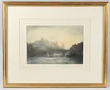 In Snowdonia' scene of a castle and river by David Cox, watercolour, sold May 2025