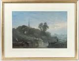 Moonlight lock on the Thames' watercolour by Edward Duncan, watercolour, offered May 2025