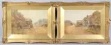 Views of cottages and village roads by Joseph William Milliken, watercolor, sold May 2025