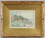 Near Arising, Scotland' view of crofters on a coastline by Myles Birket Foster, watercolour, sold May 2025