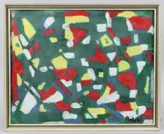 Abstract by Nejad Melih Devrim, Oil on board, sold Apr 2025