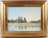 Impressionist style view of a harbour by Charles Brooker, oil on board, offered Apr 2025