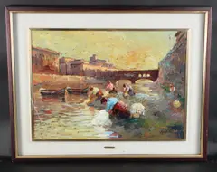 Ponte Vecchio - Le Lavandaie by Loris Centelli, oil on board, sold Apr 2025