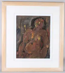 Nu Assis (nude sitting) by Jacqueline Jacueir, oil on paper, offered Apr 2025
