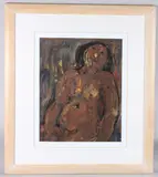 Nu Assis (nude sitting) by Jacqueline Jacueir, oil on paper, offered Apr 2025