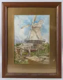 Mill at Rye, Sussex' and another picture of moored fishing boats in harbour, two watercolours by George Hodgson, watercolor, offered Apr 2025