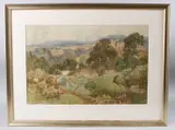 View of Ludlow Castle, Shropshire watercolour by George Hodgson, 1913, watercolour, sold Apr 2025