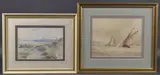 Shipping off a coastline with chalk cliffs by Frederick James Aldridge, watercolour, sold Apr 2025