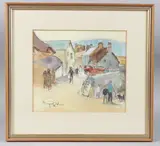 Hope Cove, Devon pen by Margaret Milnes, ink and watercolour, offered Apr 2025