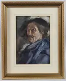 Portrait of a gentleman dressed as a Cavalier, possibly a self portrait by William Fulton Brown, watercolour, sold Apr 2025