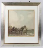 Carting Timber' watercolour by Nathaniel Hughes. Baird, watercolour, sold Apr 2025