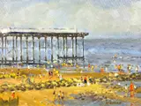 Colwyn Bay Pier from the East by Keith Gardner, oil on board, sold Oct 2023