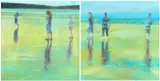 Looking Out, Newport Sands' and 'Rounders, Newport Sands by Philippa Robbins oils on board, oil, sold Oct 2023