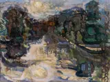 Untitled by Dennis Mathews, oil on canvas board, offered Oct 2023